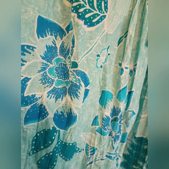 Avenue Size 18 Floral Blue Dress. Cute Ruffle Detail And Tie With Tassel's. - Picture 9 of 12